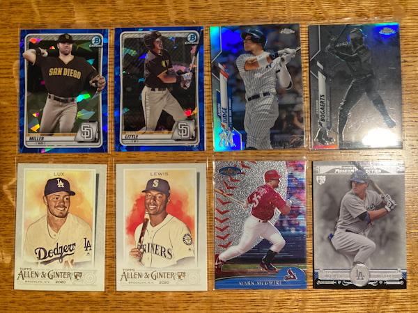 Eight baseball cards.