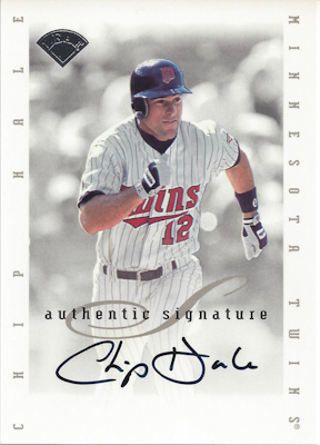 An autographed baseball card of Chip Hale of the Minnesota Twins