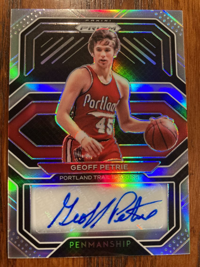 A Geoff Petri autographed basketball card.